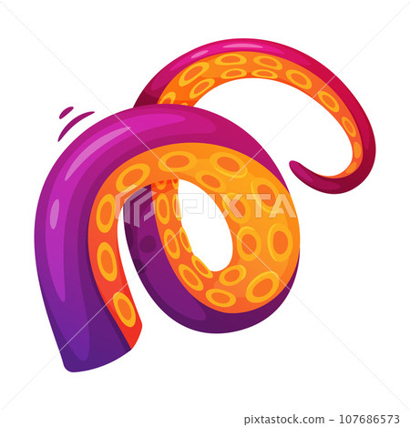 Octopus Tentacle as Limb of Ocean Creature Vector Illustration 107686573