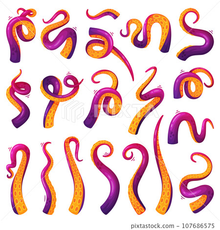 Octopus Tentacles as Limb of Ocean Creature Vector Set Octopus Tentacles as Limb of Ocean Creature Vector Set 107686575