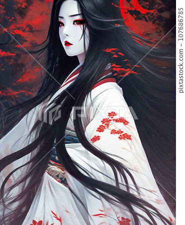 具有靈力的巫女插畫藝術（AI生成圖像） 107686785