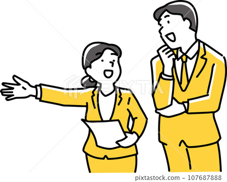 A woman guiding and a man listening A woman guiding and a man listening 107687888