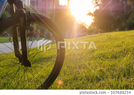 Bike in the park on a sunny day with shallow depth of field 107688254