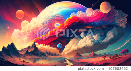 A fantastic banner with a fabulous landscape. A fantastic banner with a fabulous landscape. 107688462