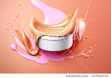 The mockup of a transparent jar with foundation for the face The mockup of a transparent jar with foundation for the face 107688470