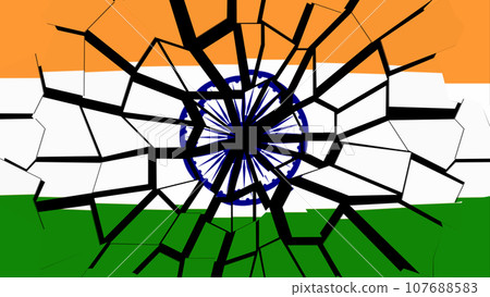 Indian flag breaking like glass Indian flag breaking like glass 107688583
