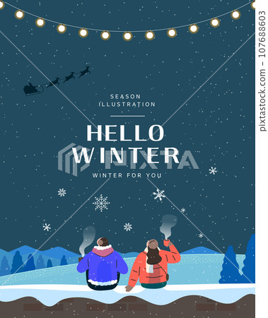 Winter emotional illustration. Web Banner. Pop-up Winter emotional illustration. Web Banner. Pop-up 107688603