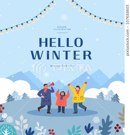 Winter emotional illustration. Web Banner. Pop-up Winter emotional illustration. Web Banner. Pop-up 107688605