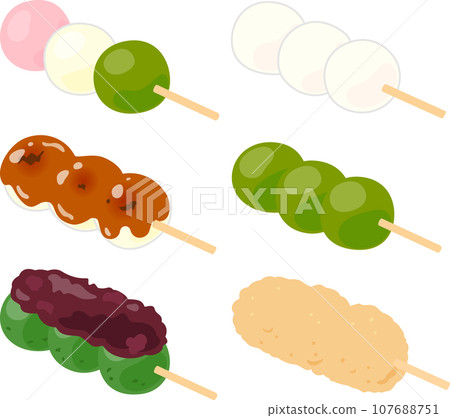 Illustration set of various skewered dumplings 107688751