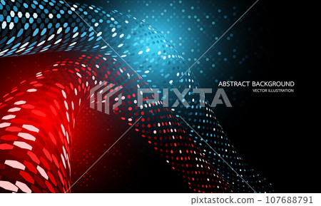Abstract blue red hexagon glitter light black curve line dynamic geometric design modern luxury futuristic technology background vector 107688791