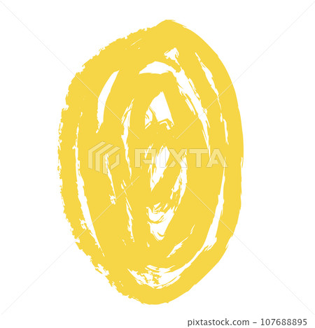 Wax crayon, chalk doodle element speech bubble, mark, oval hand drawn isolated on white background. Textured brush stroke, 107688895