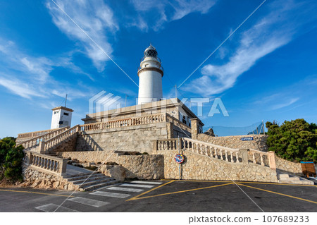 Lighthouse at Cape Formentor in the Coast of North Mallorca, Spain 107689233
