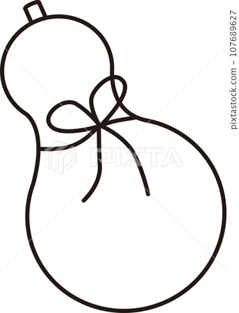 葫蘆，代表幸運符，白描畫 107689627