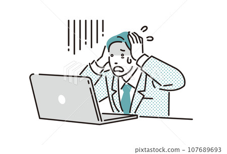 A businessman who looks pale while looking at a computer 107689693