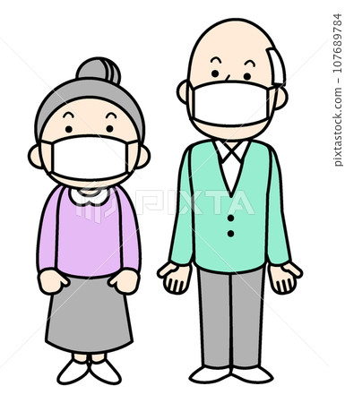 簡單人物插畫高級戴口罩 107689784