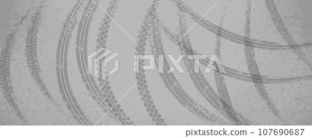 Asphalt with tire skid marks on turn 107690687