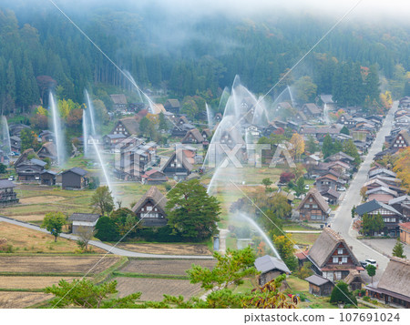 Gifu_Shirakawago water discharge training_Water arch Gifu_Shirakawago water discharge training_Water arch 107691024
