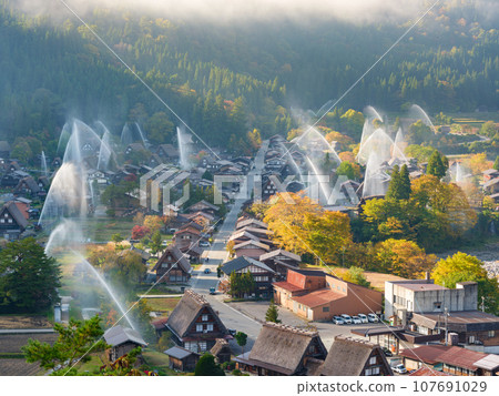 Gifu_Shirakawago water discharge training_Water arch Gifu_Shirakawago water discharge training_Water arch 107691029