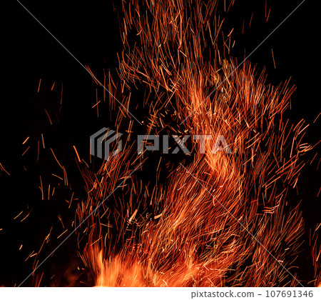 Scattering of sparks from fire 107691346