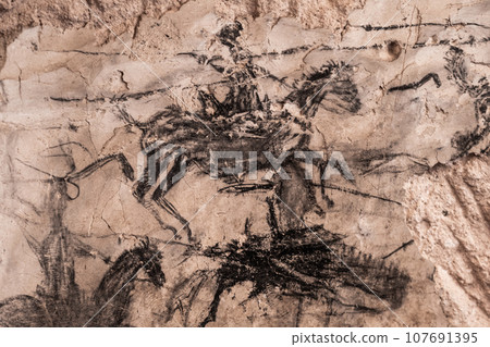 Rock painting in Cappadocia, Turkey Rock painting in Cappadocia, Turkey 107691395