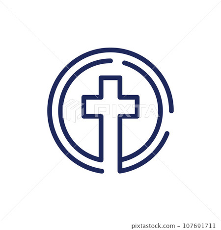 Cross church line unique simple logo Cross church line unique simple logo 107691711