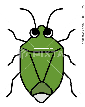 Cute deformed glossy green stink bug Cute deformed glossy green stink bug 107691758