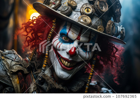 Portrait of scary spooky clown 107692365