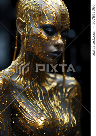 Theatrical art of model make-up 107692366