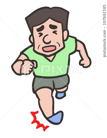 A middle-aged man twisted his leg while running. A middle-aged man twisted his leg while running. 107692385