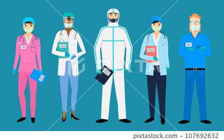 Medical staff illustration with doctors and nurses 107692632