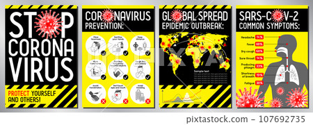 Set of posters about Coronavirus epidemic Set of posters about Coronavirus epidemic 107692735