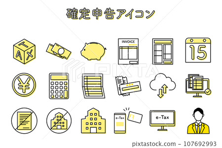Simple line drawing icon set for tax return 107692993