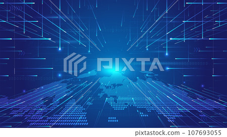 像素點數碼地球與射線互聯網科技技術背景 107693055