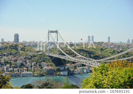 View of Istanbul from Otagtepe with Fatih Bridge. Travel Istanbul background photo. 107693191