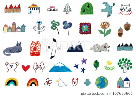 Cute hand drawn illustration set 107693605