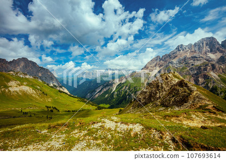 landscape with mountains and clouds landscape with mountains and clouds 107693614
