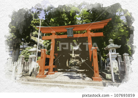 Watercolor style Ikuta Shrine Torii Himeji City, Hyogo Prefecture 107693859