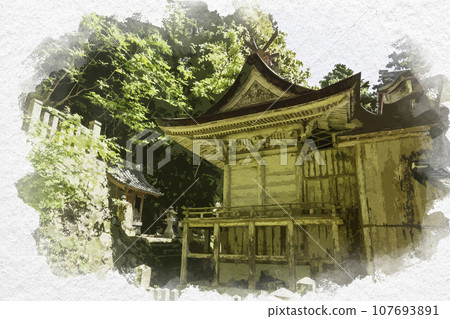 Watercolor style Ikuta Shrine Main Hall Himeji City, Hyogo Prefecture 107693891