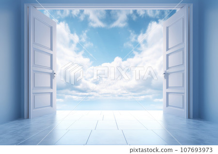 Opened doors stretching into heaven. Generative AI 107693973