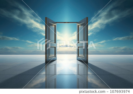 Opened doors stretching into heaven. Generative AI Opened doors stretching into heaven. Generative AI 107693974