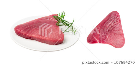 Raw Tuna Steak Isolated 107694270