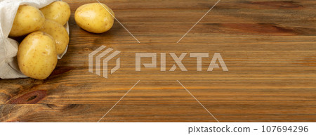 Raw Whole Potato Mockup, Potatoes Pile Banner, Yellow Washed Potatoes with Copy Space for Text Raw Whole Potato Mockup, Potatoes Pile Banner, Yellow Washed Potatoes with Copy Space for Text 107694296