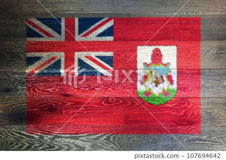 Bermuda flag on rustic old wood surface background 107694642