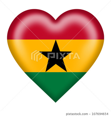 Ghana flag heart button with clipping path 3d illustration Ghana flag heart button with clipping path 3d illustration 107694654