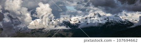Rocky Mountain Landscape in British Columbia, Canada. Sunny Cloudy Fall Season. Rocky Mountain Landscape in British Columbia, Canada. Sunny Cloudy Fall Season. 107694662