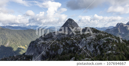 Rocky Mountain Landscape in British Columbia, Canada. Sunny Cloudy Fall Season. Rocky Mountain Landscape in British Columbia, Canada. Sunny Cloudy Fall Season. 107694667