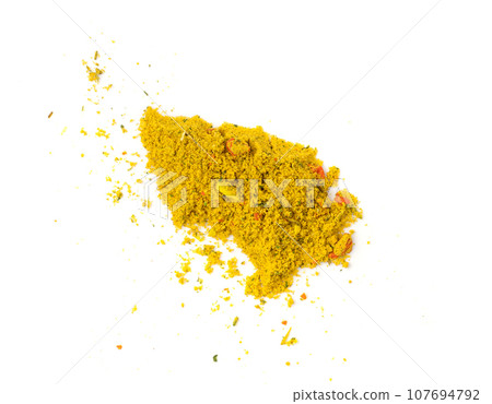 Yellow Seasoning Powder Isolated, Curcuma Pile, Orange Masala, Indian Spices, Yellow Seasoning Yellow Seasoning Powder Isolated, Curcuma Pile, Orange Masala, Indian Spices, Yellow Seasoning 107694792