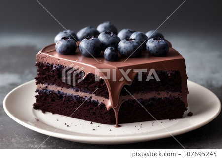 chocolate cake with fresh berries dessert. AI chocolate cake with fresh berries dessert. AI 107695245