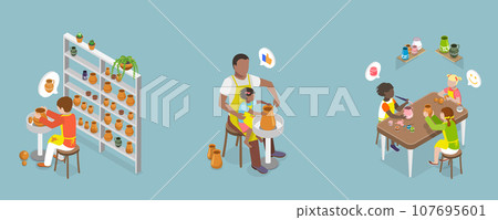 3D Isometric Flat Vector Conceptual Illustration of Pottery Making 3D Isometric Flat Vector Conceptual Illustration of Pottery Making 107695601