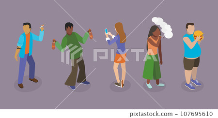 3D Isometric Flat Vector Conceptual Illustration of Bad Habits 107695610