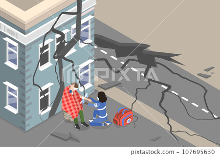 3D Isometric Flat Vector Conceptual Illustration of Earthquake 3D Isometric Flat Vector Conceptual Illustration of Earthquake 107695630