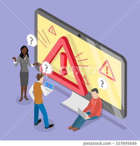 3D Isometric Flat Vector Conceptual Illustration of Error Warning 3D Isometric Flat Vector Conceptual Illustration of Error Warning 107695686